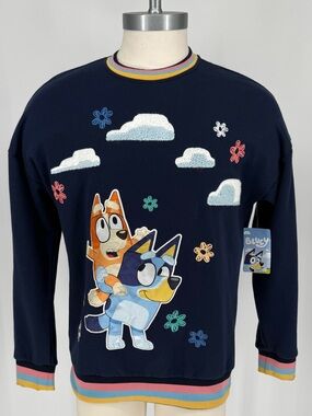 NWT BoxLunch Bluey Bingo Navy Graphic Crewneck Sweatshirt Unisex Size Medium